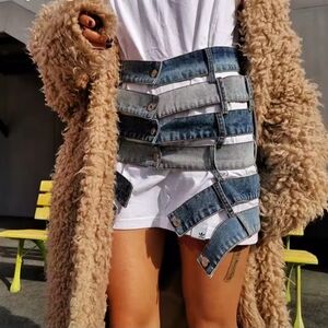 Unique Denim Layered Skirt